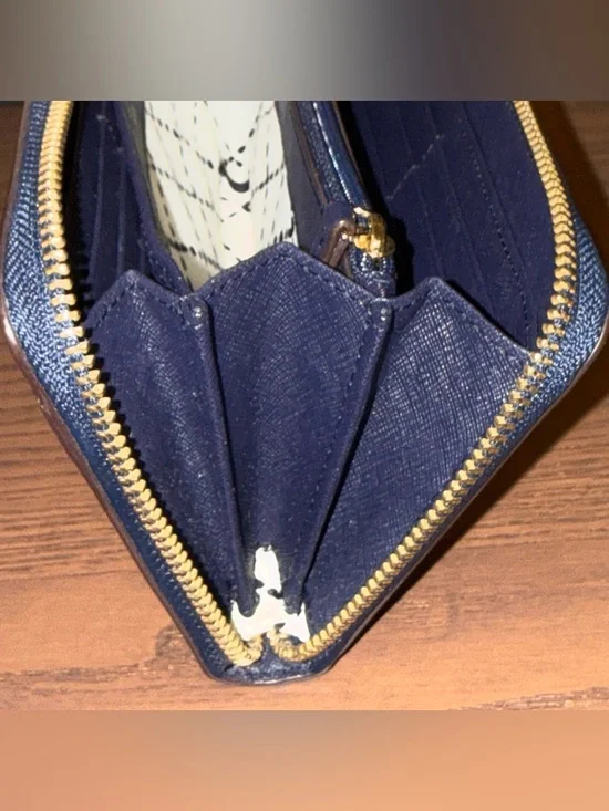 Kate Spade New York Navy Saffiano Zip Around Wallet - Picture 9 of 11